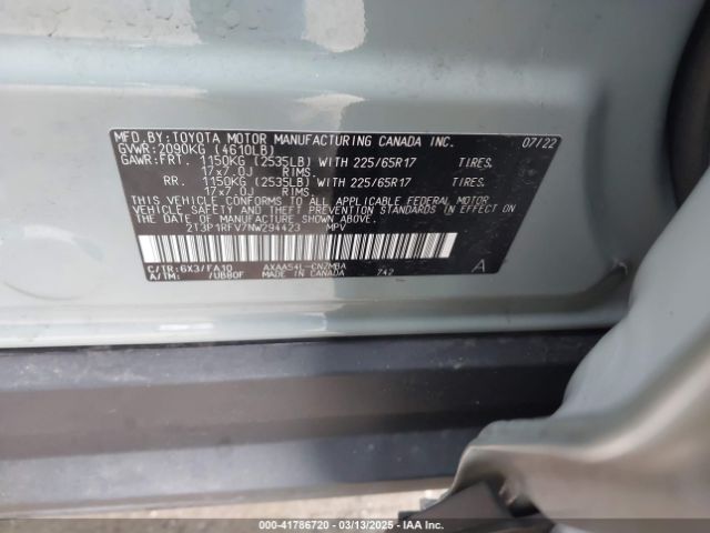 2T3P1RFV7NW294423 Toyota Rav4 Xle