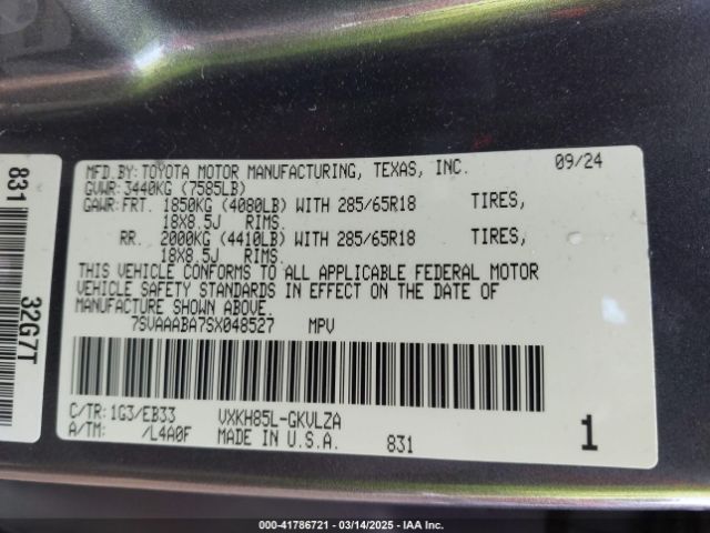 7SVAAABA7SX048527 Toyota Sequoia Trd Pro