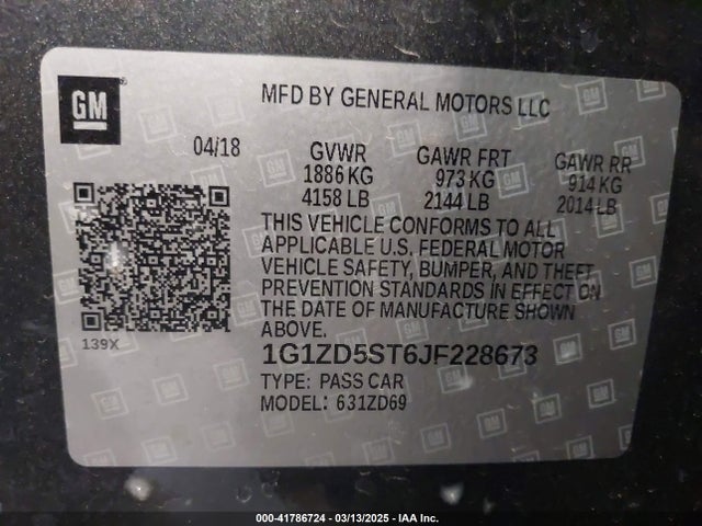 1G1ZD5ST6JF228673 Chevrolet MALIBU LT