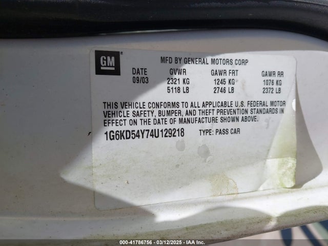 2004 CADILLAC DEVILLE 1G6KD54Y74U129218 Photo 8