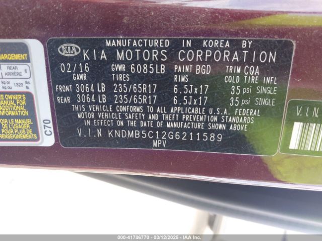 KNDMB5C12G6211589 KIA SEDONA LX