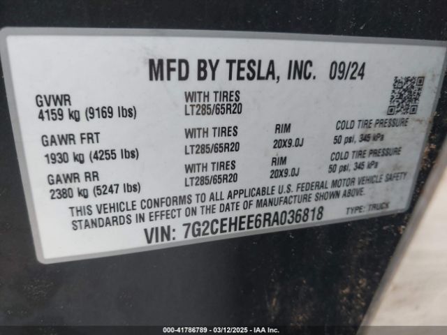 7G2CEHEE6RA036818 Tesla Cybertruck Cyberbeast