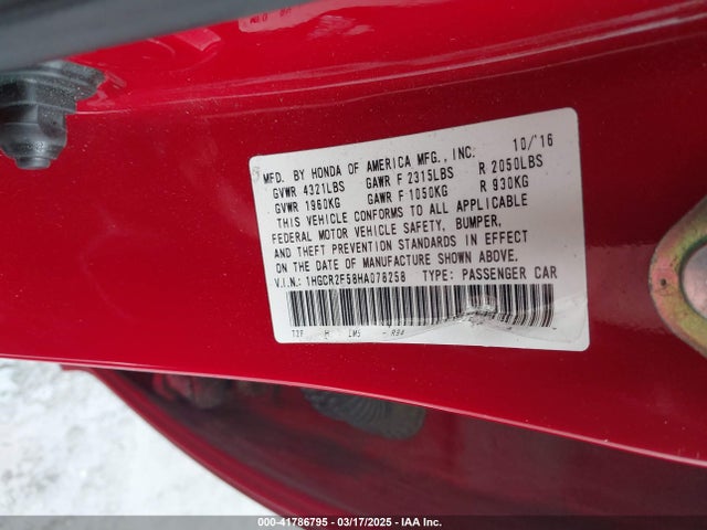 1HGCR2F58HA078258 Honda Accord Sport
