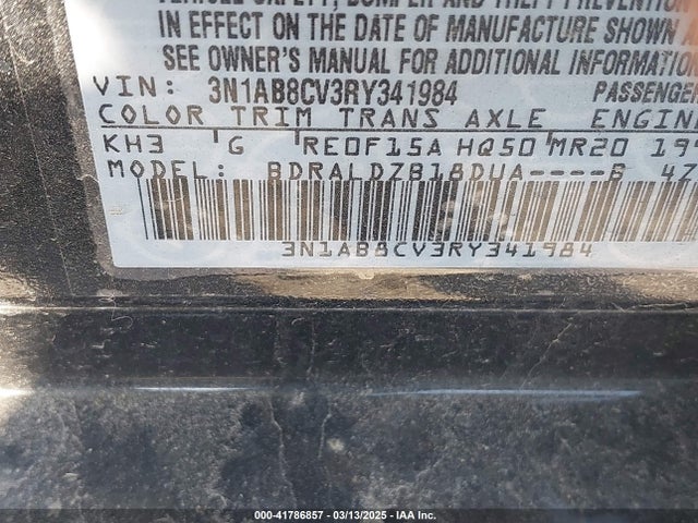 3N1AB8CV3RY341984 Nissan Sentra Sv Xtronic Cvt