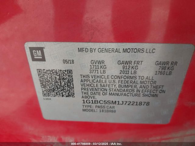 1G1BC5SM1J7221878 Chevrolet Cruze Ls Auto