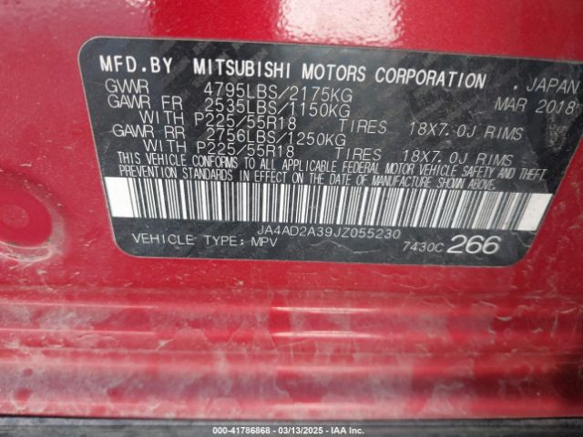 JA4AD2A39JZ055230 Mitsubishi Outlander Es