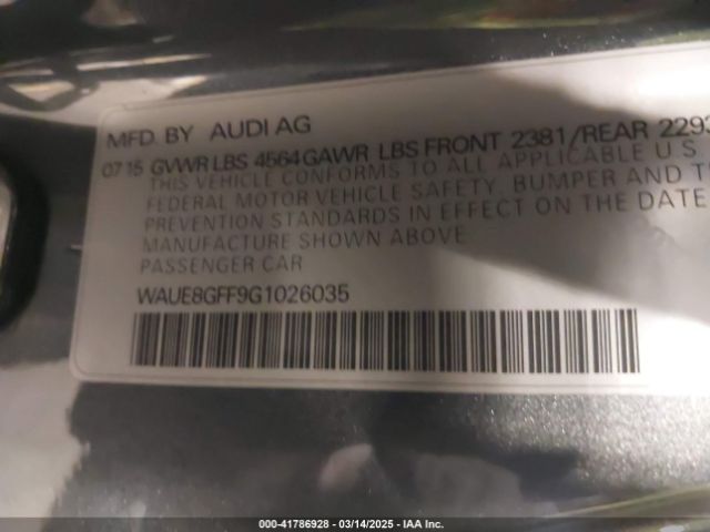 WAUE8GFF9G1026035 Audi A3 2.0t Premium