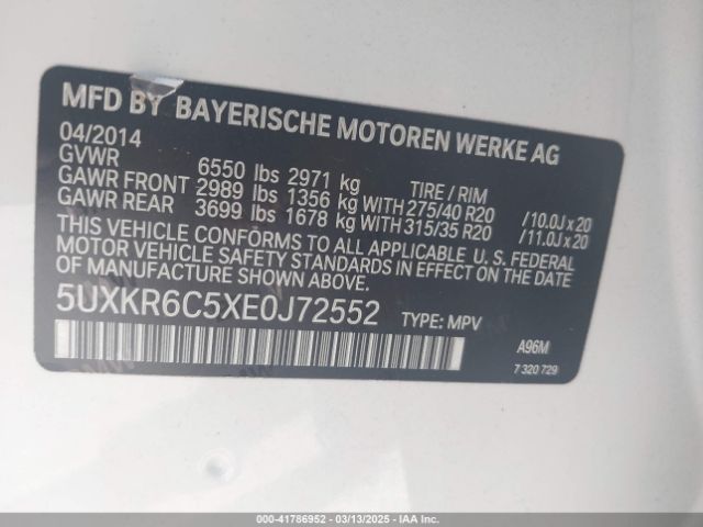 5UXKR6C5XE0J72552 BMW X5 Xdrive50i