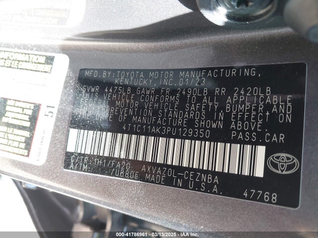4T1C11AK3PU129350 Toyota CAMRY LE