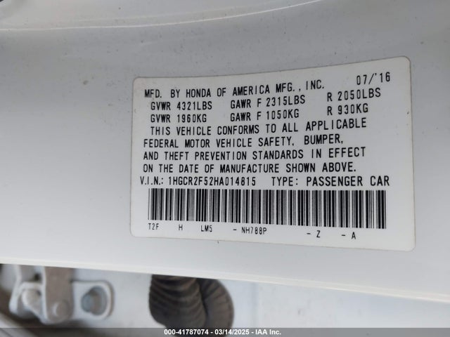 1HGCR2F52HA014815 Honda Accord Sport