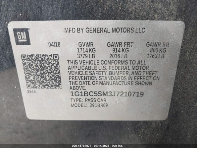 1G1BC5SM3J7210719 Chevrolet Cruze Ls Auto