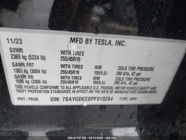 2023 TESLA MODEL Y 7SAYGDEE8PF919284 Photo 8