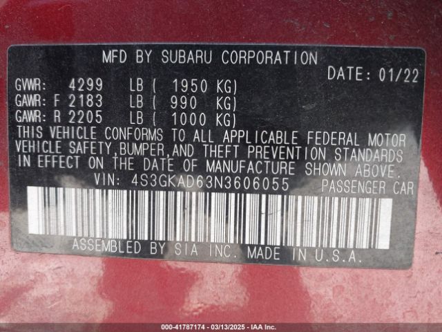 4S3GKAD63N3606055 Subaru Impreza Premium