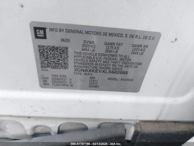 3GNAXKEVXLS682065 Chevrolet Equinox Fwd Lt 1.5l Turbo