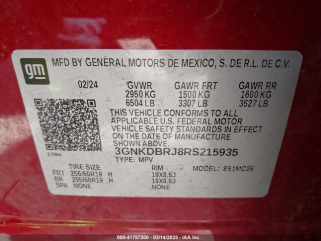 3GNKDBRJ8RS215935 Chevrolet Blazer Ev Eawd 2lt