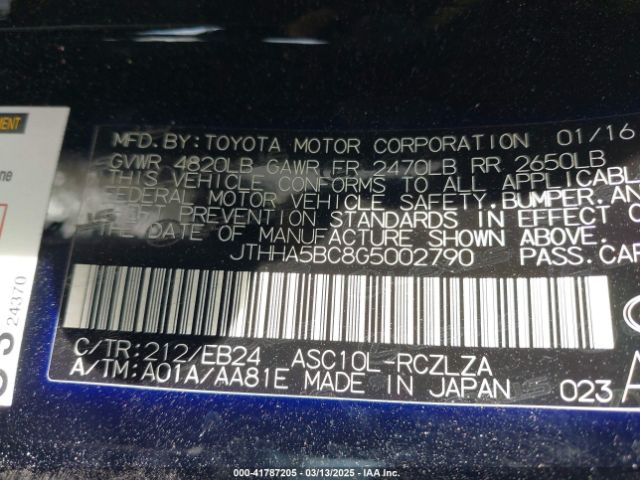 JTHHA5BC8G5002790 Lexus RC 200T