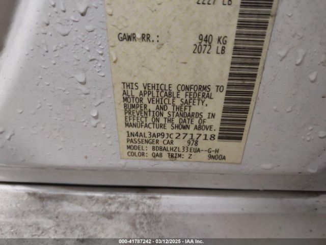 1N4AL3AP9JC271718 Nissan Altima 2.5 Sr