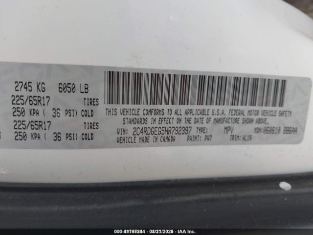 2017 DODGE GRAND CARAVAN 2C4RDGEG5HR792397 Photo 8