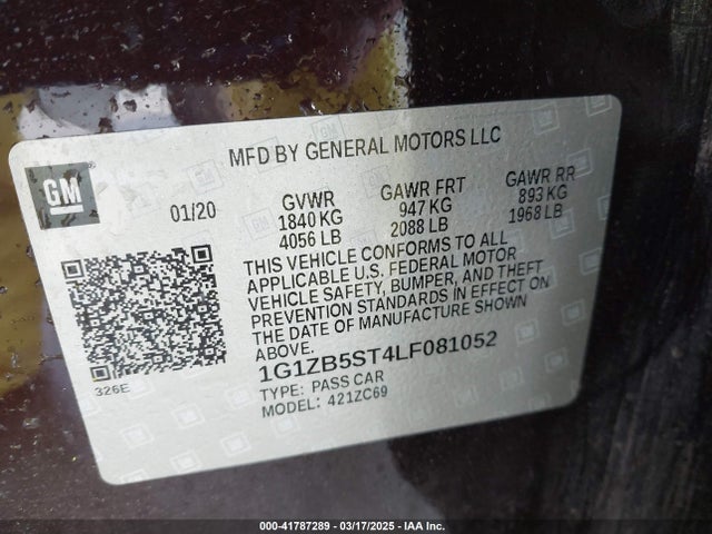 1G1ZB5ST4LF081052 Chevrolet lfv - direct injection, variable valve timing, gen 1