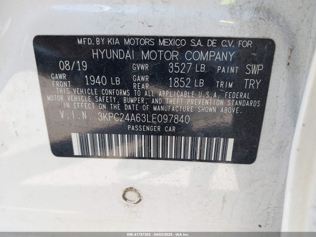 Hyundai ACCENT SE 2020 3KPC24A63LE097840 Image 9