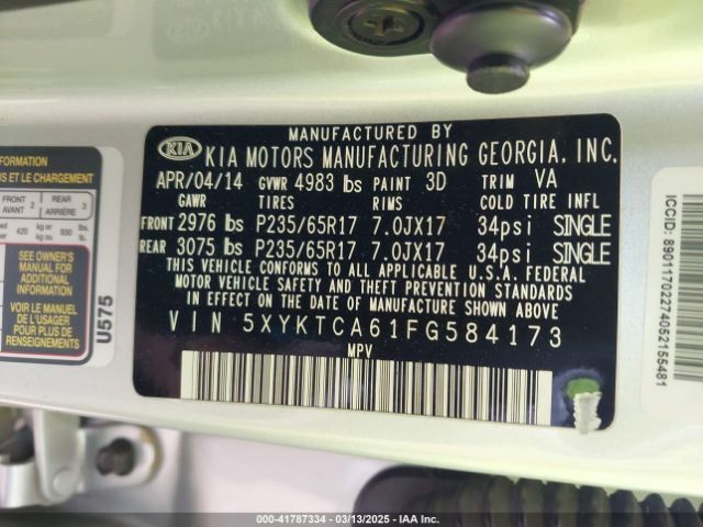 5XYKTCA61FG584173 KIA dohc t-gdi theta-ii