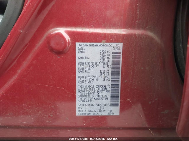 Nissan ROGUE S 2016 5N1AT2MNXGC869366 Image 9