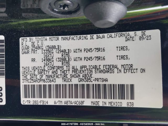 3TMCZ5AN3PM633643 Toyota Tacoma Sr V6