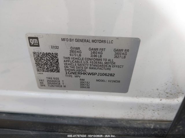1GNERHKW6PJ106282 Chevrolet Traverse Fwd Lt Leather
