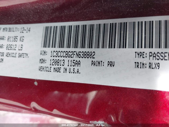 1C3CCCBG2FN638802 Chrysler 200 S