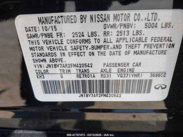 JN1BV7AR2FM420542 Infiniti Q50