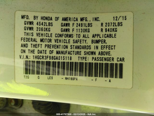 1HGCR3F98GA015118 Honda Accord Touring