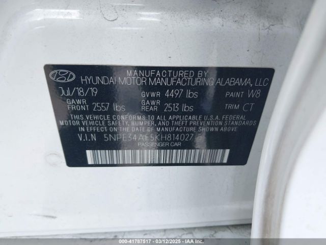 5NPE34AF5KH814027 Hyundai Sonata Limited