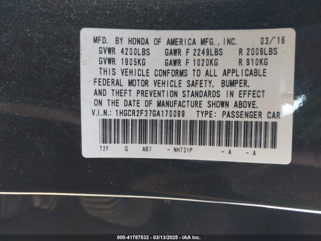 1HGCR2F37GA170099 Honda ACCORD LX