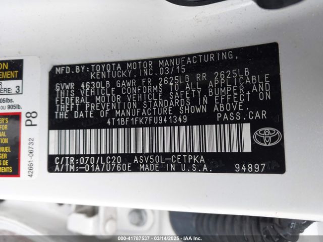 4T1BF1FK7FU941349 Toyota CAMRY XSE