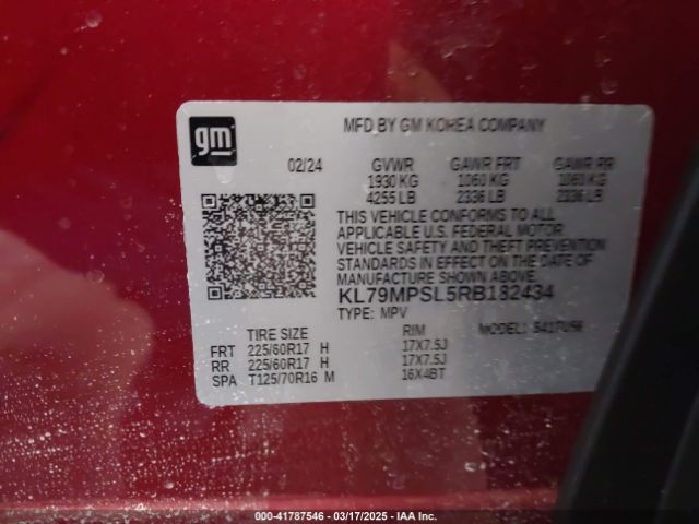 KL79MPSL5RB182434 Chevrolet Trailblazer Fwd Lt