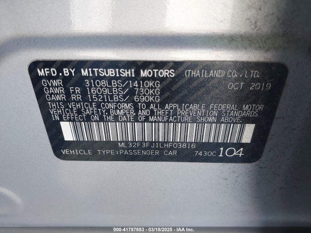 Mitsubishi Mirage G4 Es 2020 ML32F3FJ1LHF03816 Image 9