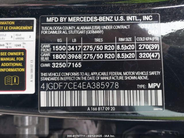 4JGDF7CE4EA385978 Mercedes-Benz Gl 450 4matic