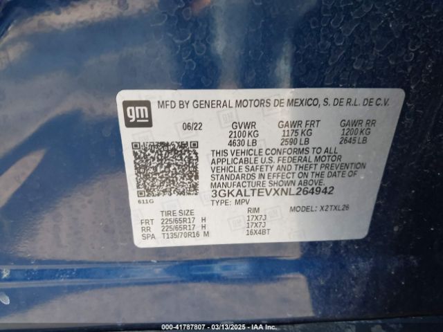 3GKALTEVXNL264942 GMC Terrain Awd Sle