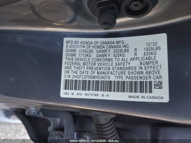 2HGFC2F66MH534079 Honda Civic Lx