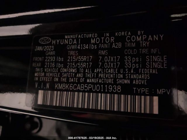 KM8K6CAB5PU011938 Hyundai Kona Sel