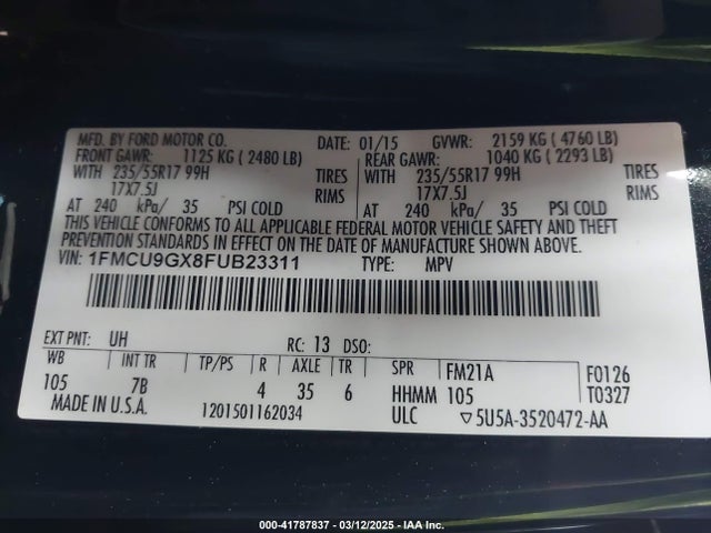 1FMCU9GX8FUB23311 Ford ESCAPE SE