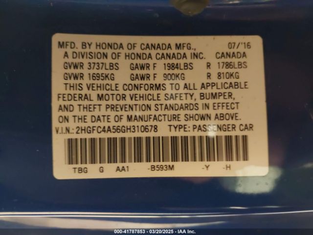 2HGFC4A56GH310678 Honda k20c2