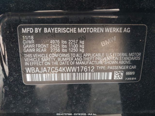 WBAJA7C54KWW17612 BMW 530i Xdrive