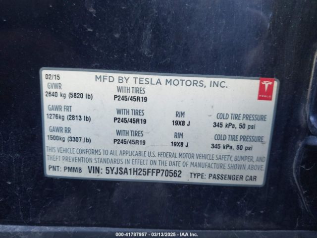 5YJSA1H25FFP70562 Tesla Model S 70d/85d/p85d