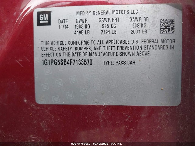 1G1PG5SB4F7133570 Chevrolet CRUZE LTZ