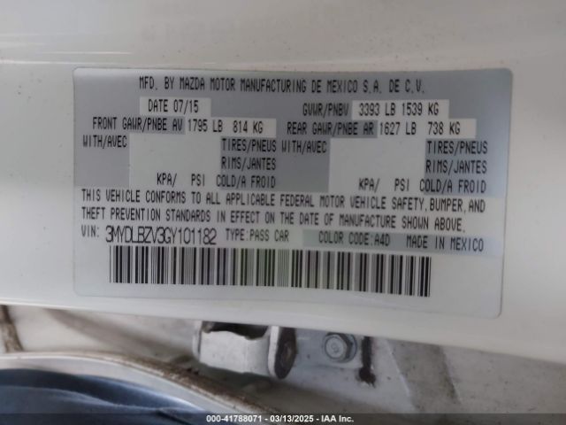 3MYDLBZV3GY101182 Scion IA
