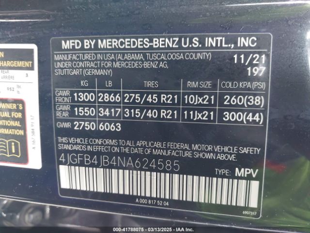 4JGFB4JB4NA624585 Mercedes-Benz GLE 350