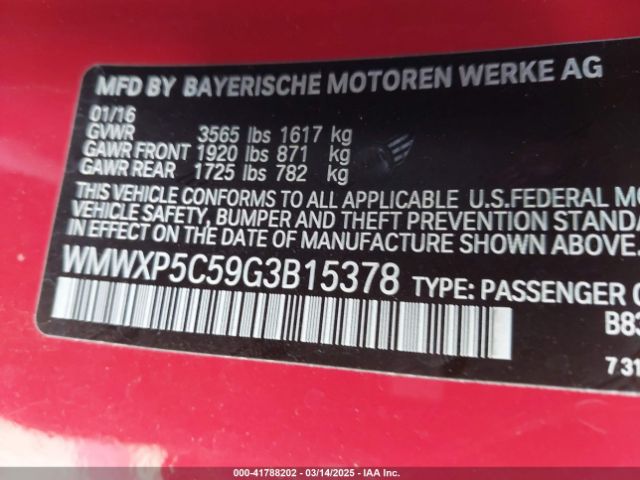 WMWXP5C59G3B15378 Mini Hardtop Cooper