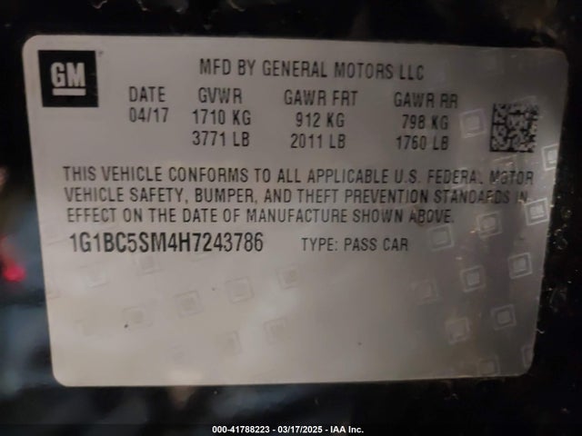 Chevrolet Cruze Ls Auto 2017 1G1BC5SM4H7243786 Image 9
