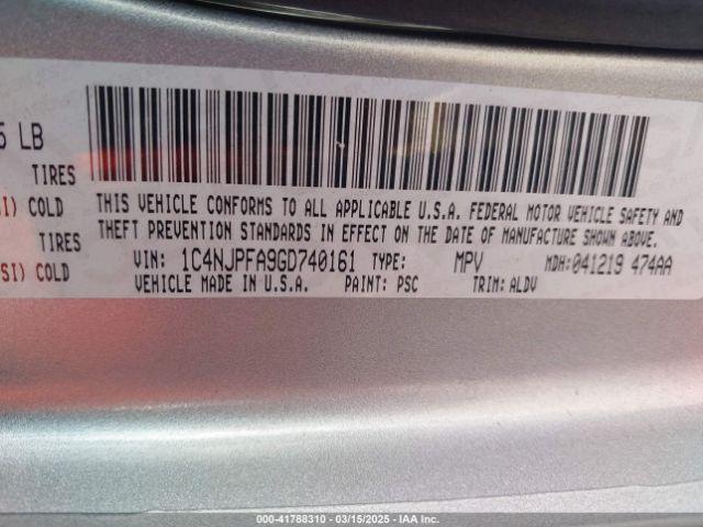 1C4NJPFA9GD740161 Jeep Patriot High Altitude Edition